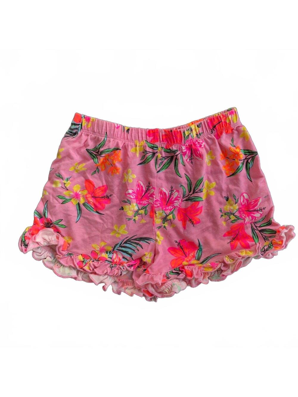 FabKids Girls Pink Floral Ruffle Shorts Size Small
